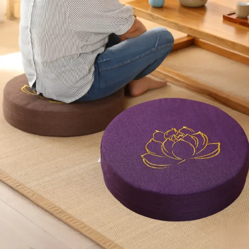 Floor Cushion Pouf - 40X6CM Yoga Meditation Linen Cushion Hard