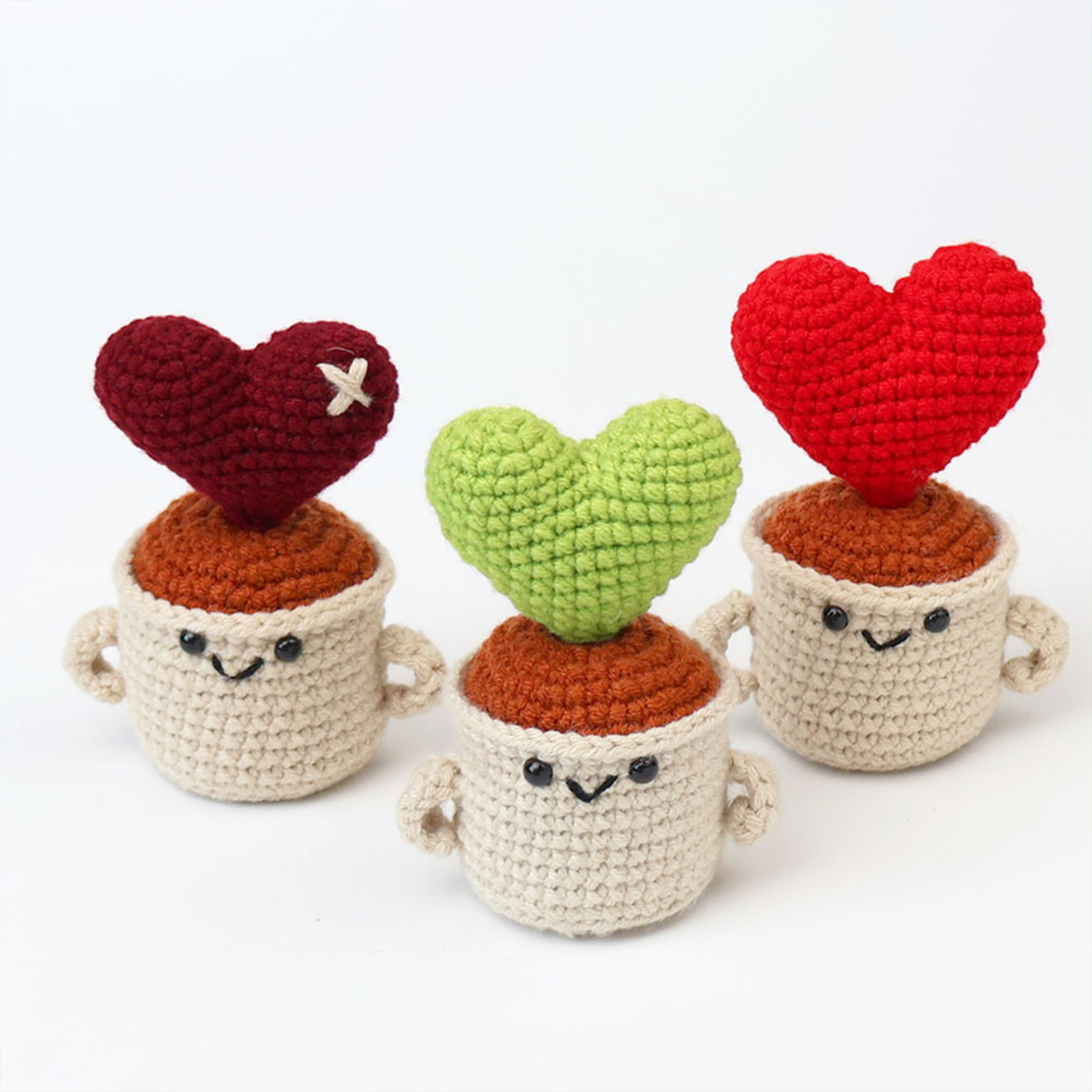 Home Textiles News - Handmade Knitted Flower Pot Red Heart