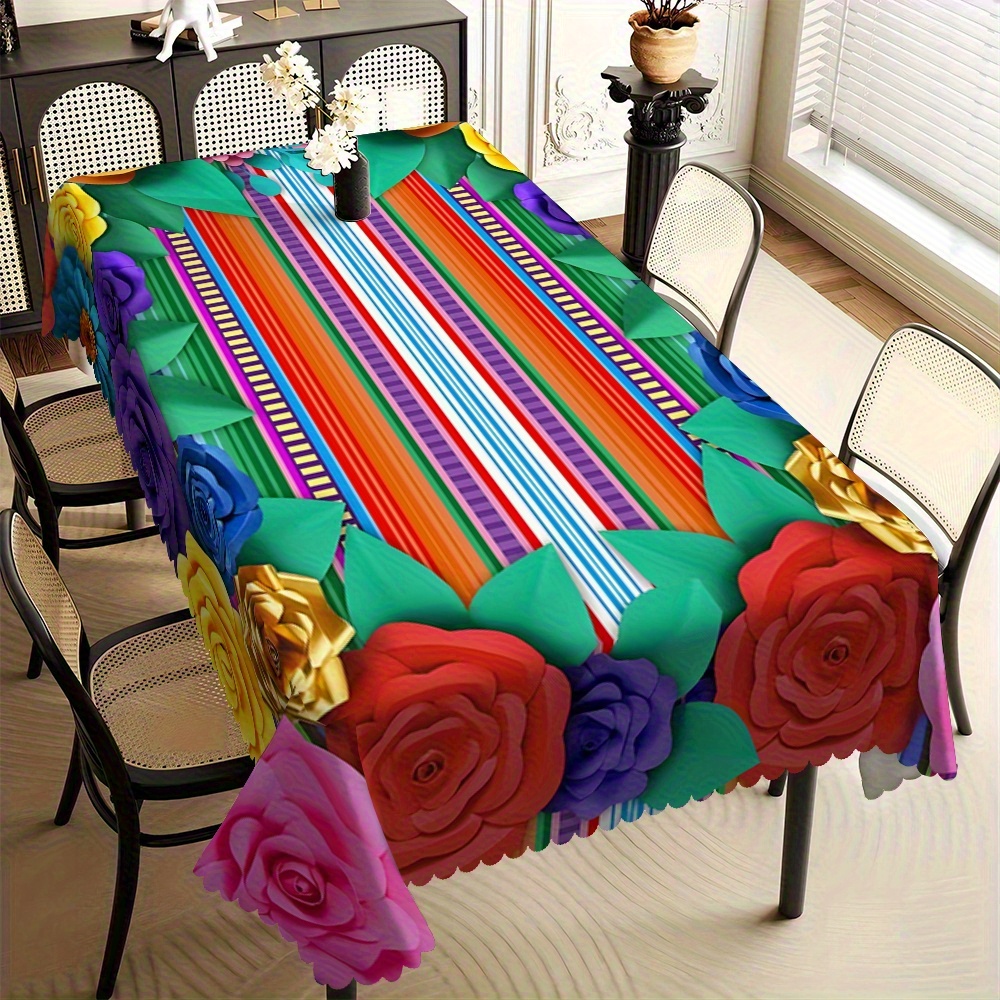 Home Textiles Today News - Mexican Carnival Colorful Floral Printed Tablecloth,