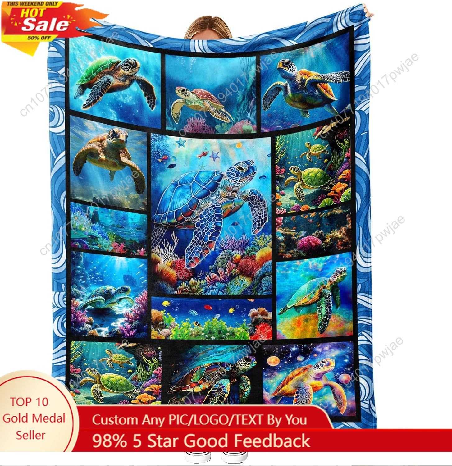 Sea Turtle Flannel Throw Blank - Home Of Textiles 리뷰 및 가격