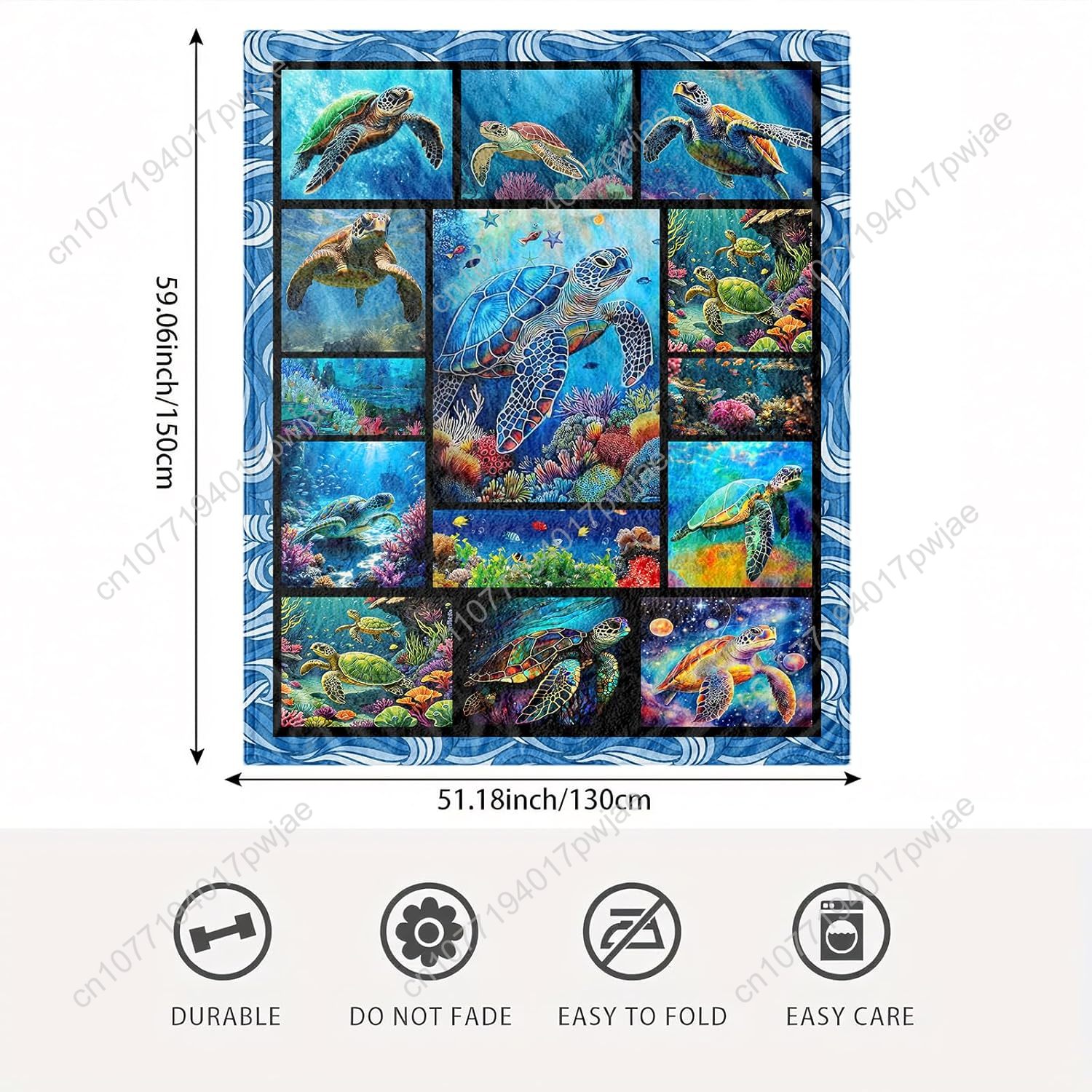 Sea Turtle Flannel Throw Blank - Home Of Textiles 리뷰 및 가격