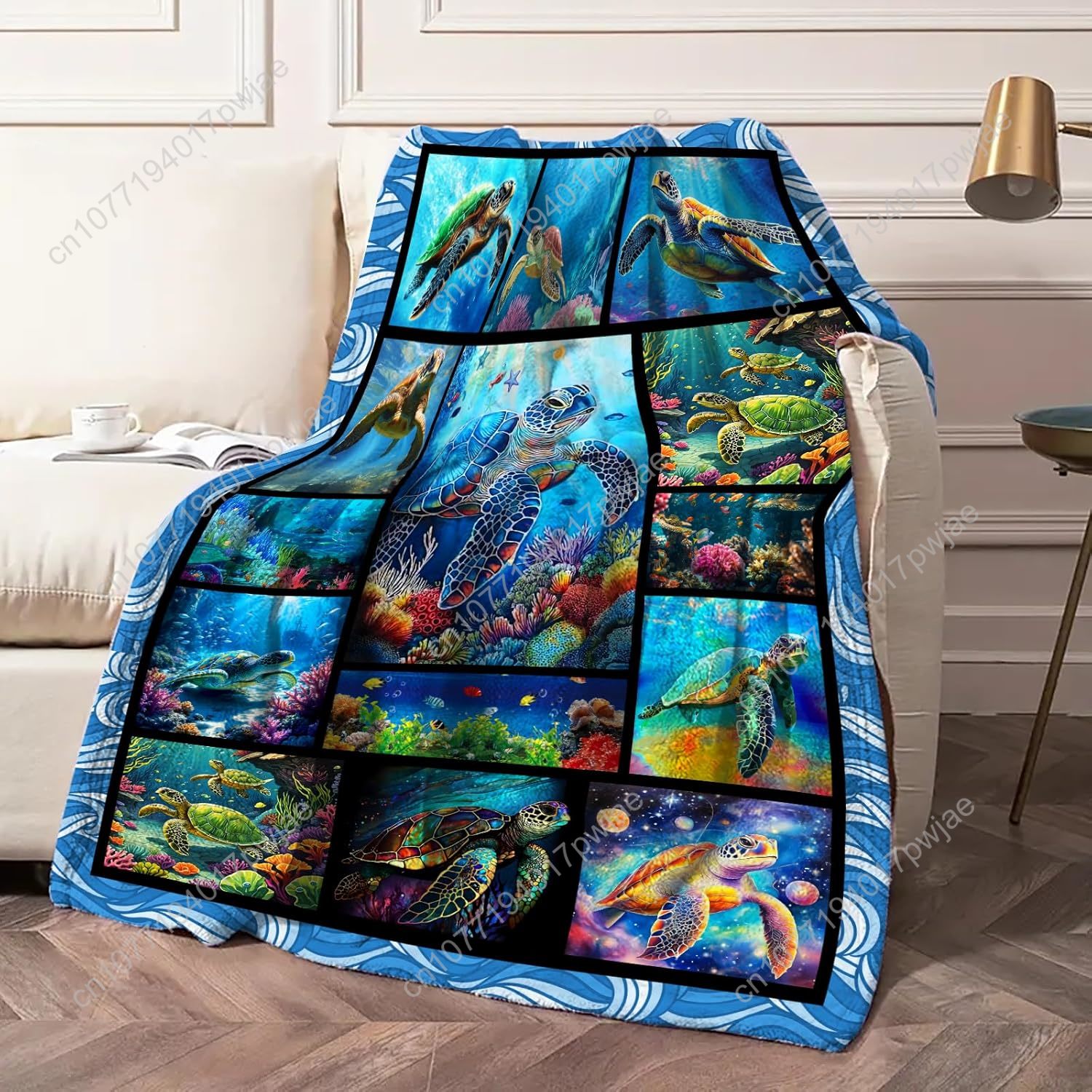 Sea Turtle Flannel Throw Blank - Home Of Textiles 리뷰 및 가격