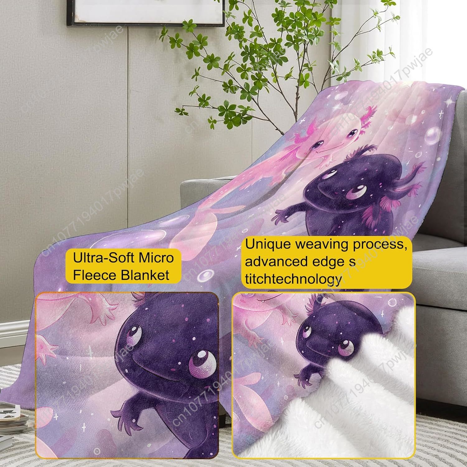 Axolotl Blanket Cute Axolotls  - Home Of Textiles 리뷰 및 가격