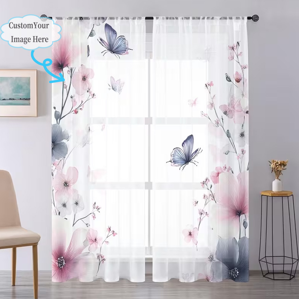 Custom 2D Flat 2pcs Sheer Curt - Home Textiles Images 리뷰 및 가격