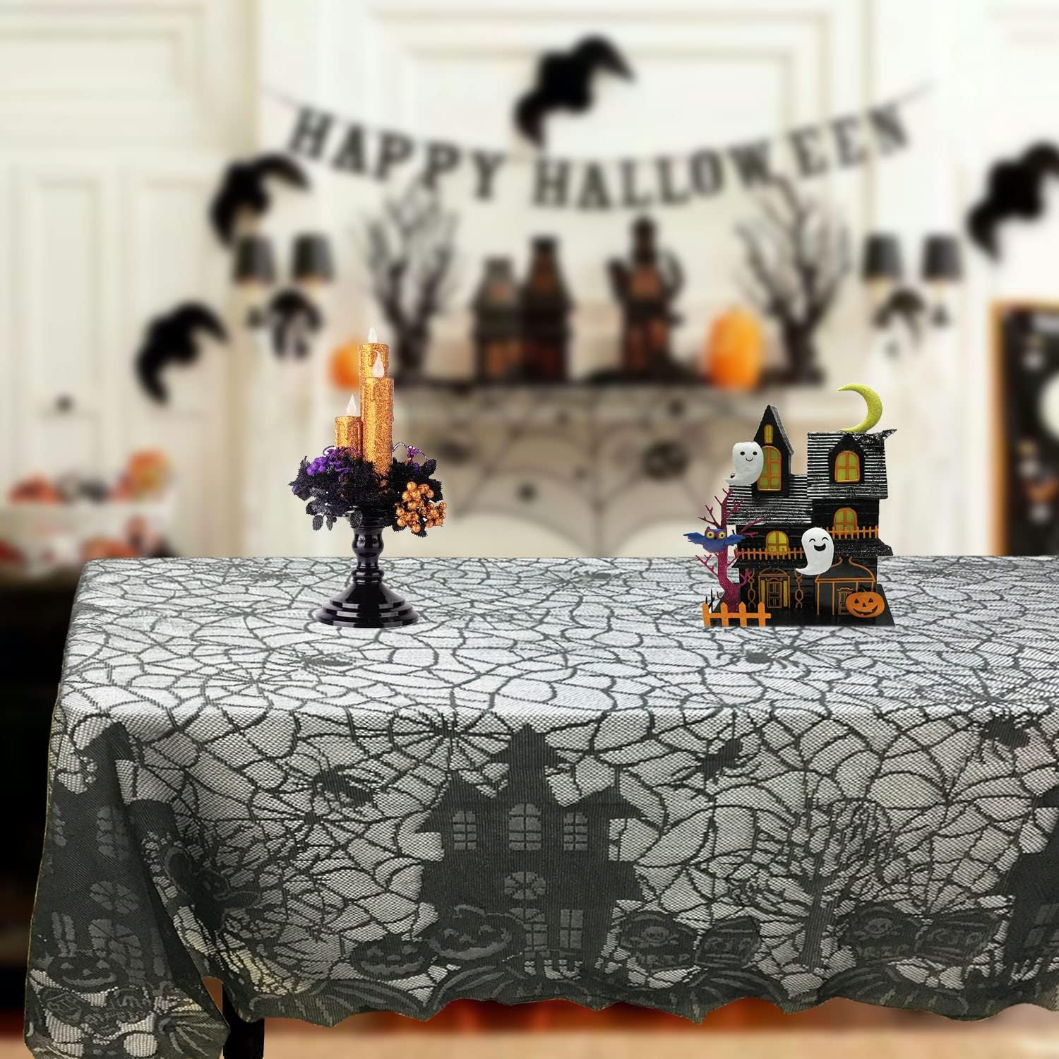 Halloween Lace Table Runner Bl - Home Textiles Today News 리뷰 및 가격