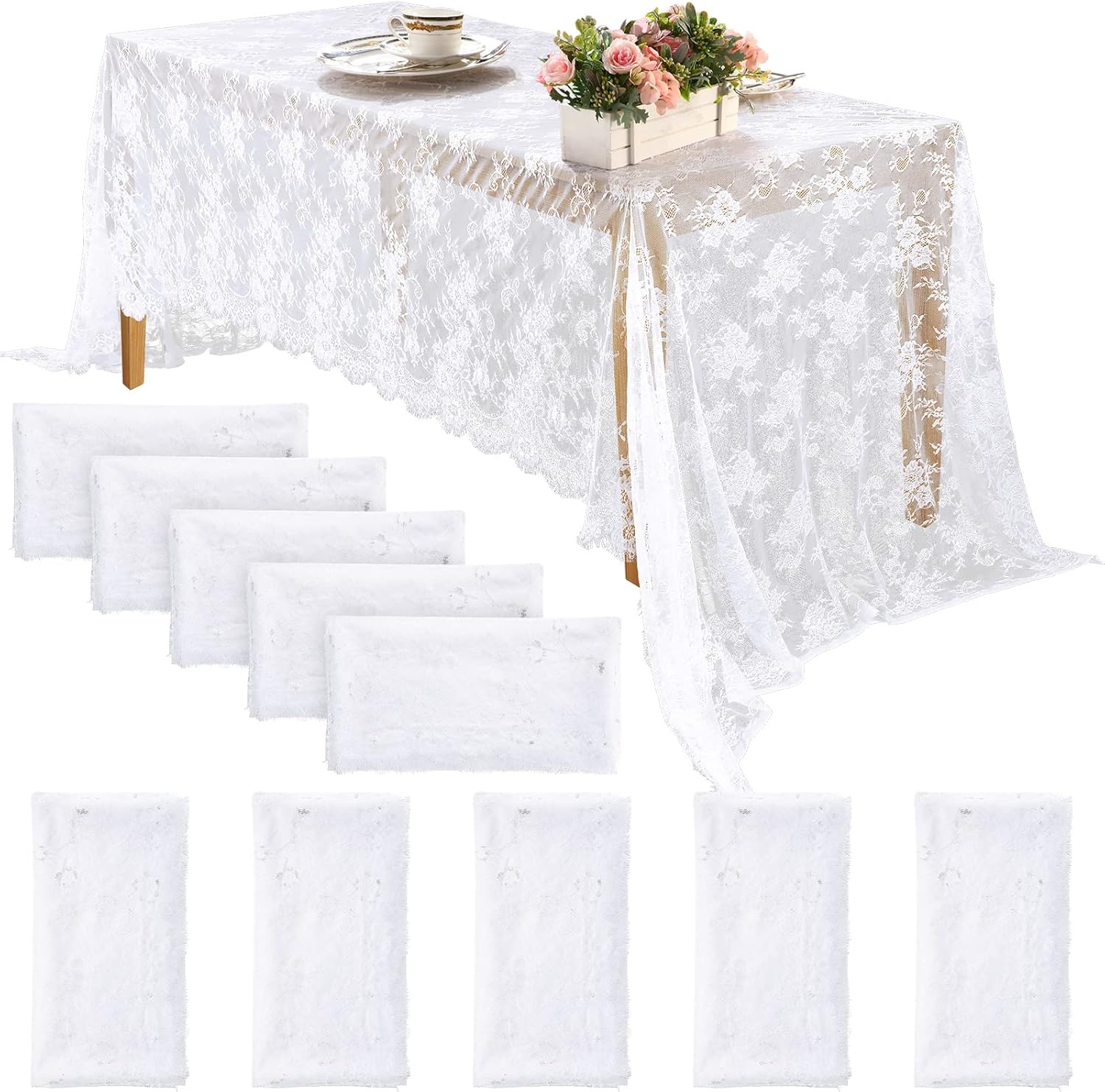 1/2/5 Pcs White Lace Tableclot - Home Textiles Today News 리뷰 및 가격