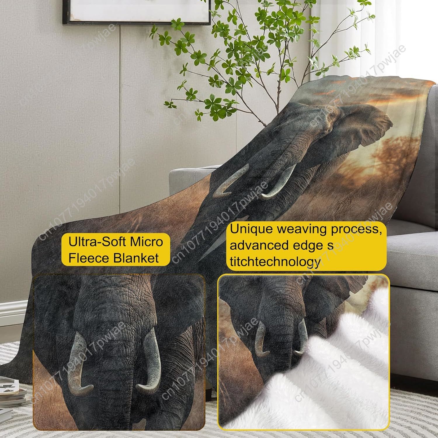 Elephant Fleece Blanket, Reali - Home Of Textiles 리뷰 및 가격