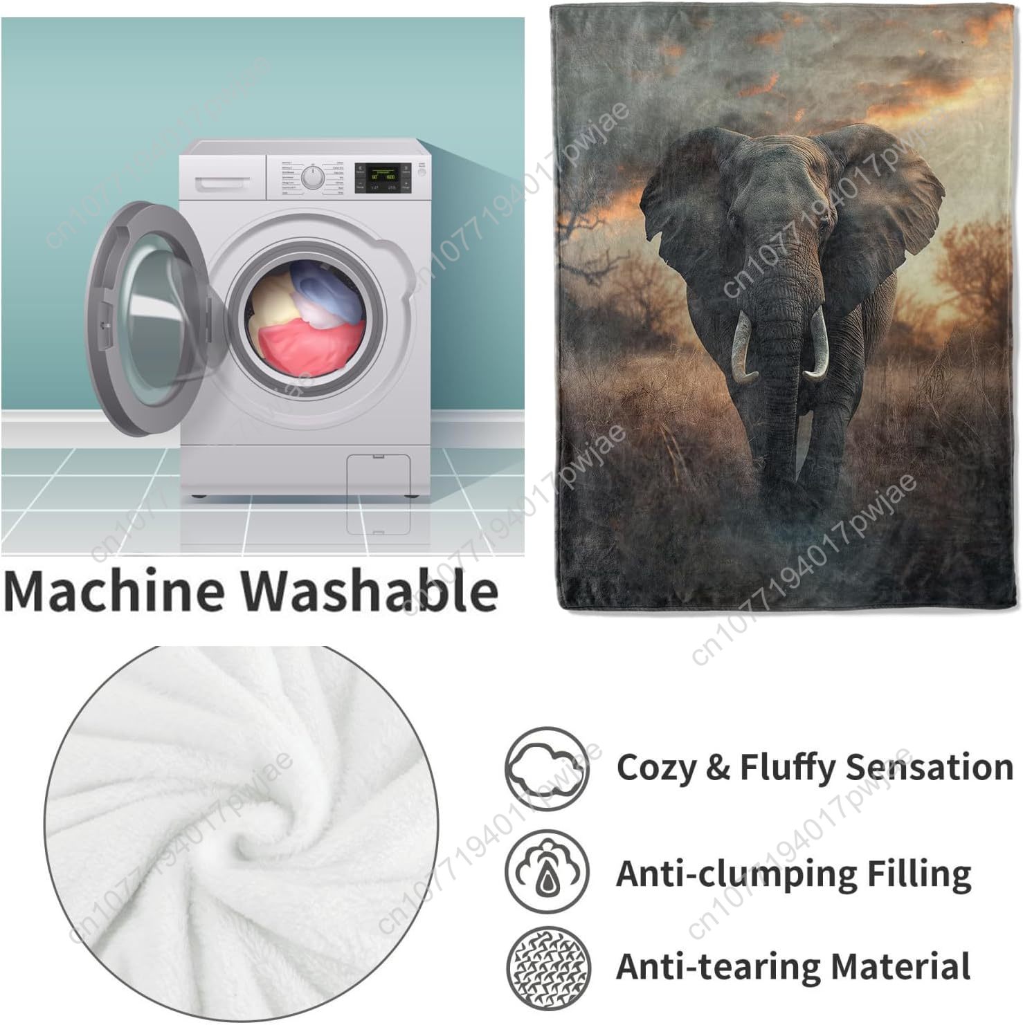 Elephant Fleece Blanket, Reali - Home Of Textiles 리뷰 및 가격