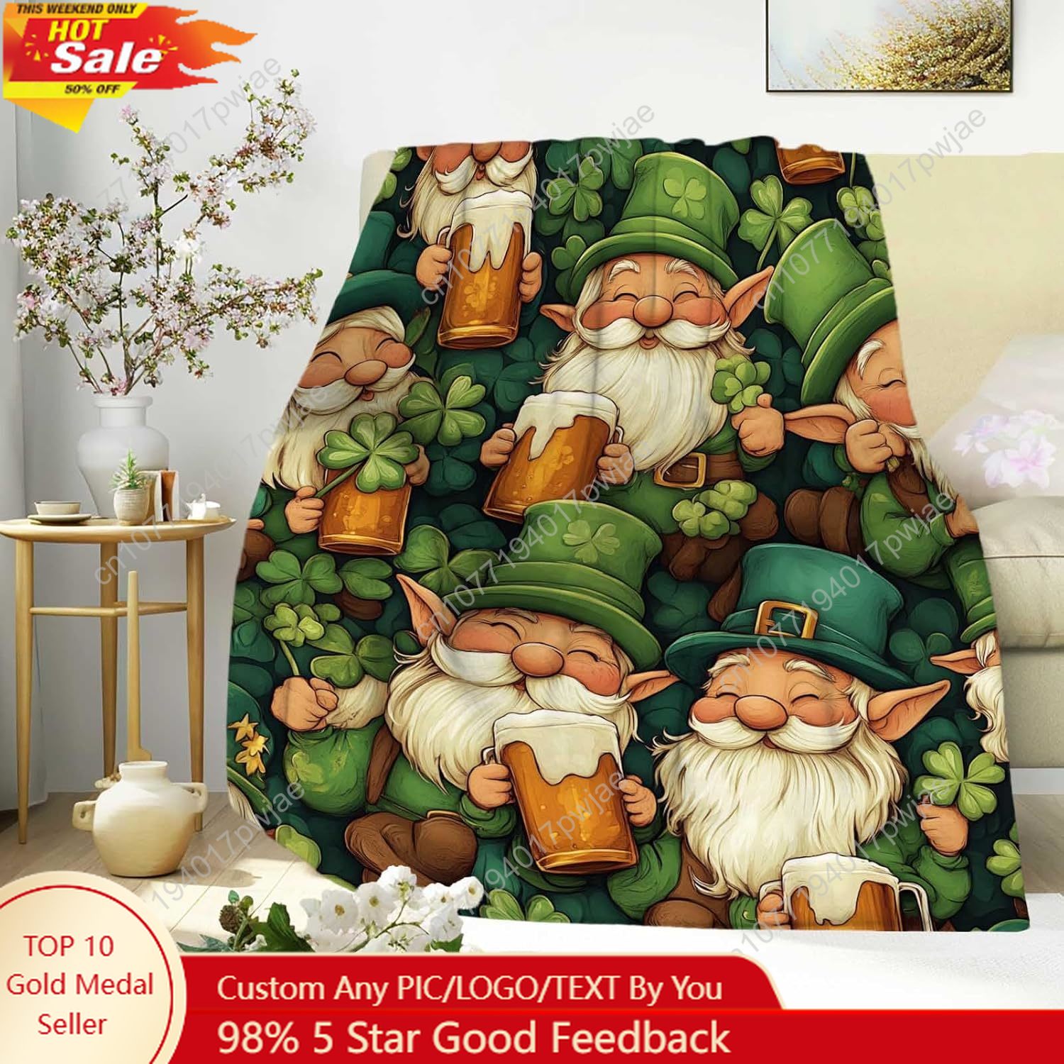 St. Patrick’s Day Gnome Throw  - Home Of Textiles 리뷰 및 가격