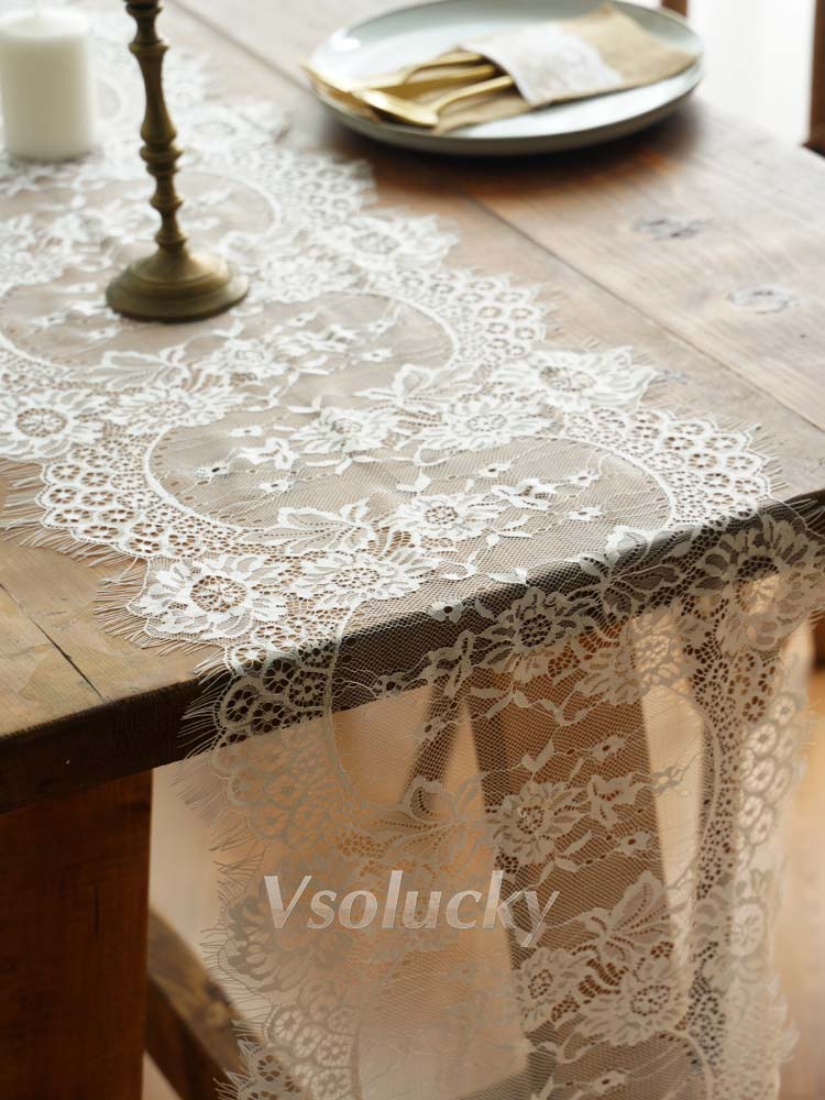 White Black Lace Table Runner  - Home Textiles Today News 리뷰 및 가격