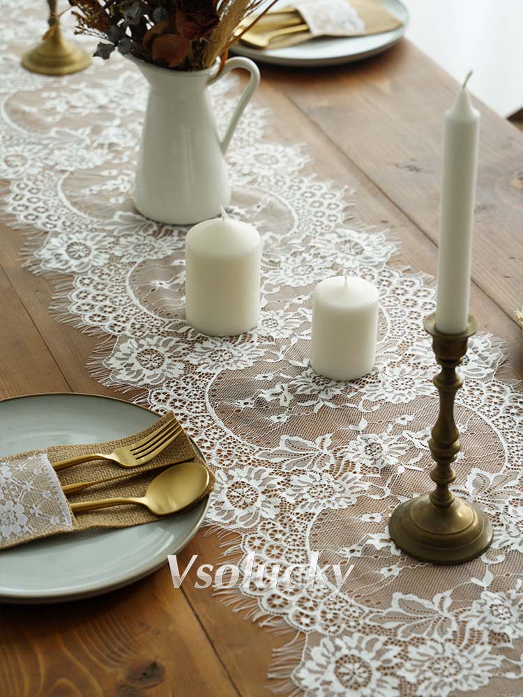 White Black Lace Table Runner  - Home Textiles Today News 리뷰 및 가격