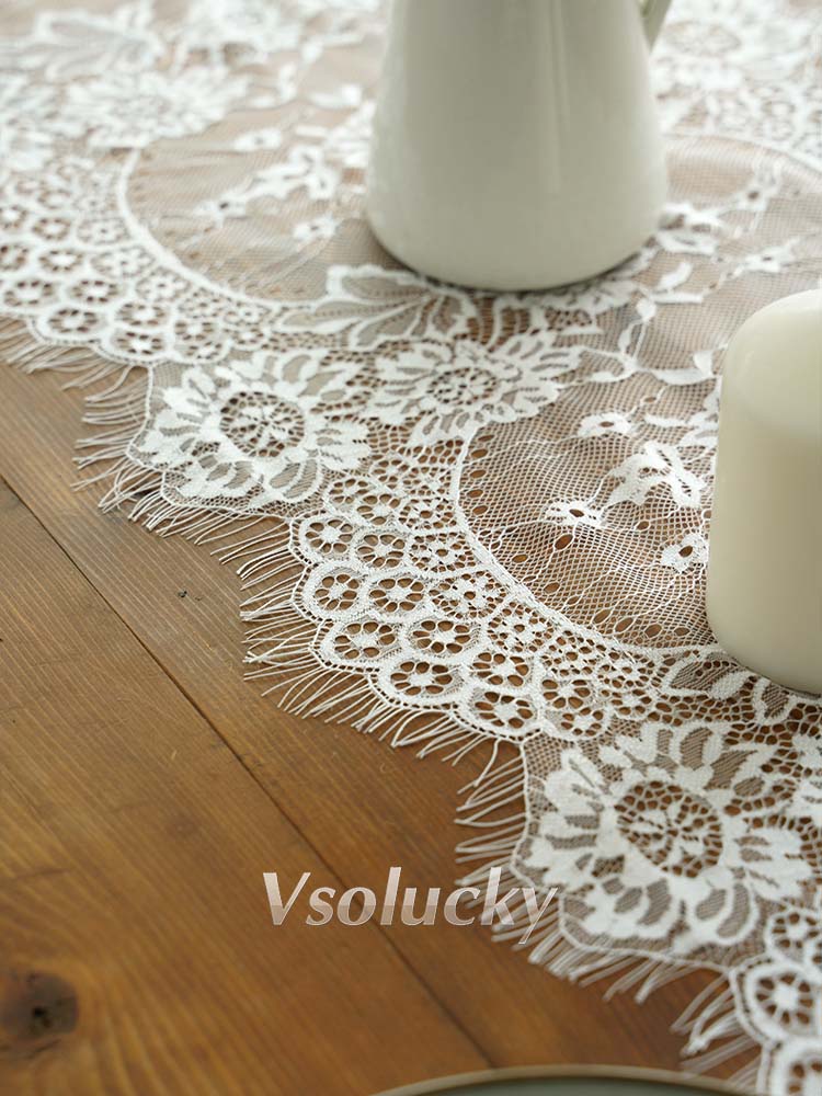 White Black Lace Table Runner  - Home Textiles Today News 리뷰 및 가격