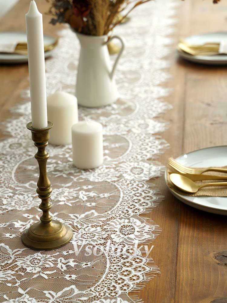 White Black Lace Table Runner  - Home Textiles Today News 리뷰 및 가격
