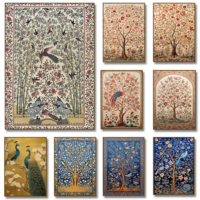 Antique Indian Textile Birds F - Home Textiles And Room Spray 리뷰 및 가격