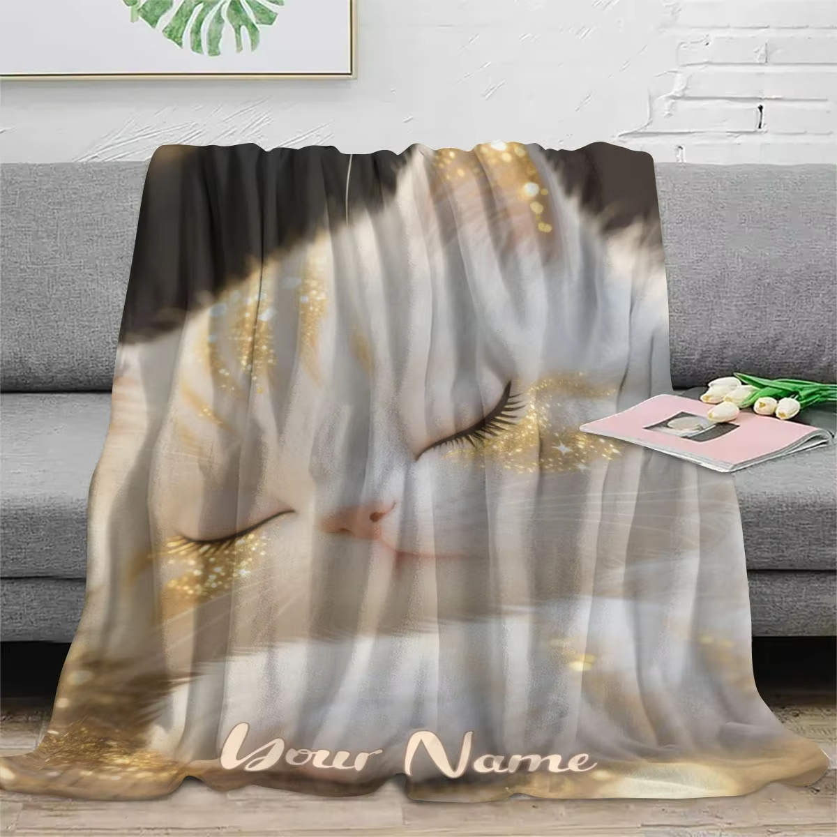 Custom Name Dreamy Cat Pattern - Home Textiles Images 리뷰 및 가격