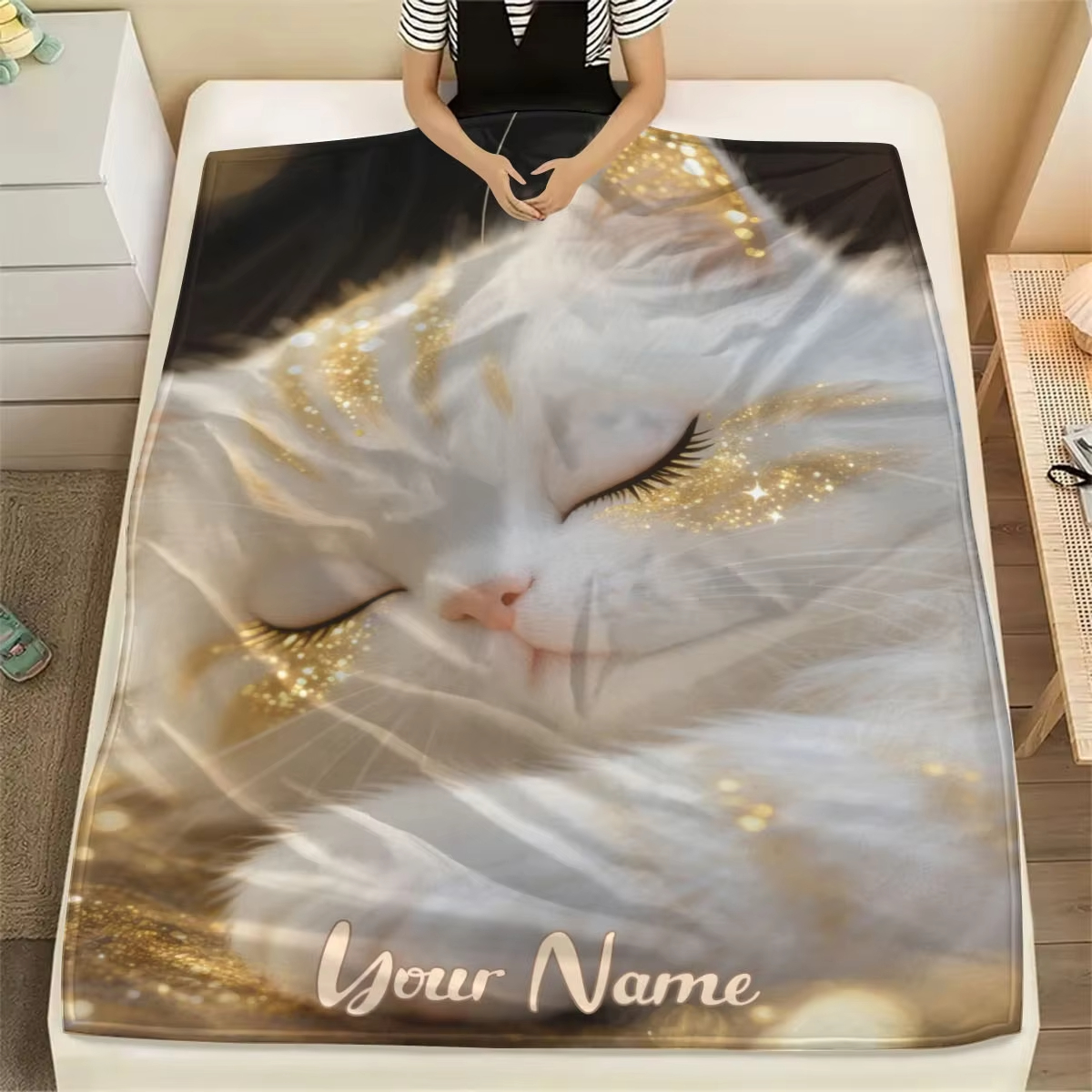 Custom Name Dreamy Cat Pattern - Home Textiles Images 리뷰 및 가격