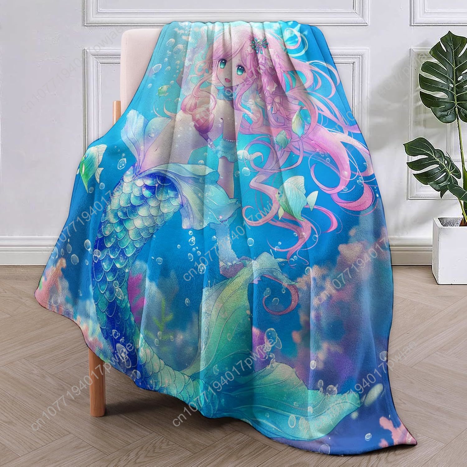 Cute Mermaid Blanket Cartoon F - Home Of Textiles 리뷰 및 가격