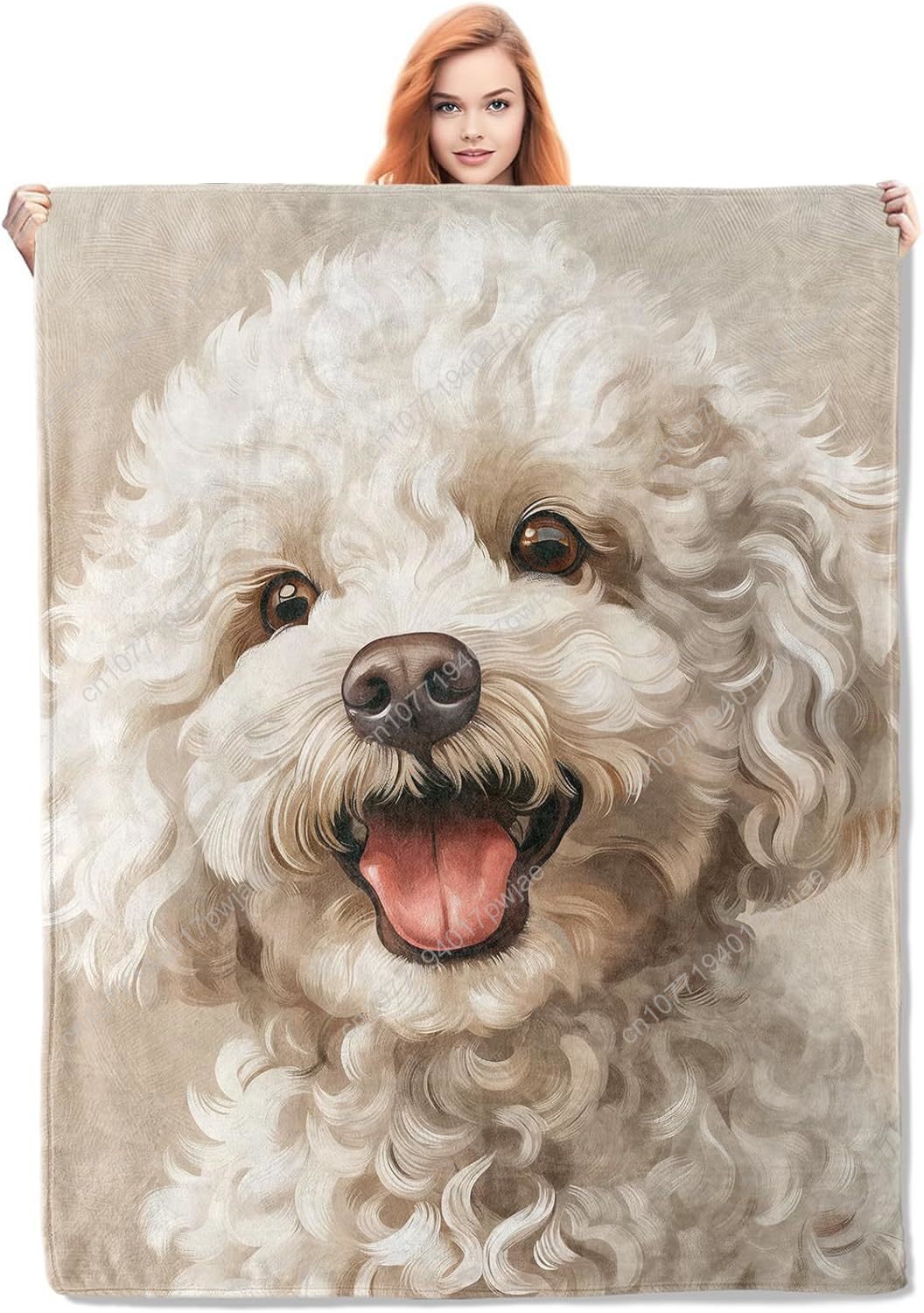 Joyful Poodle Portrait Blanket - Home Of Textiles 리뷰 및 가격