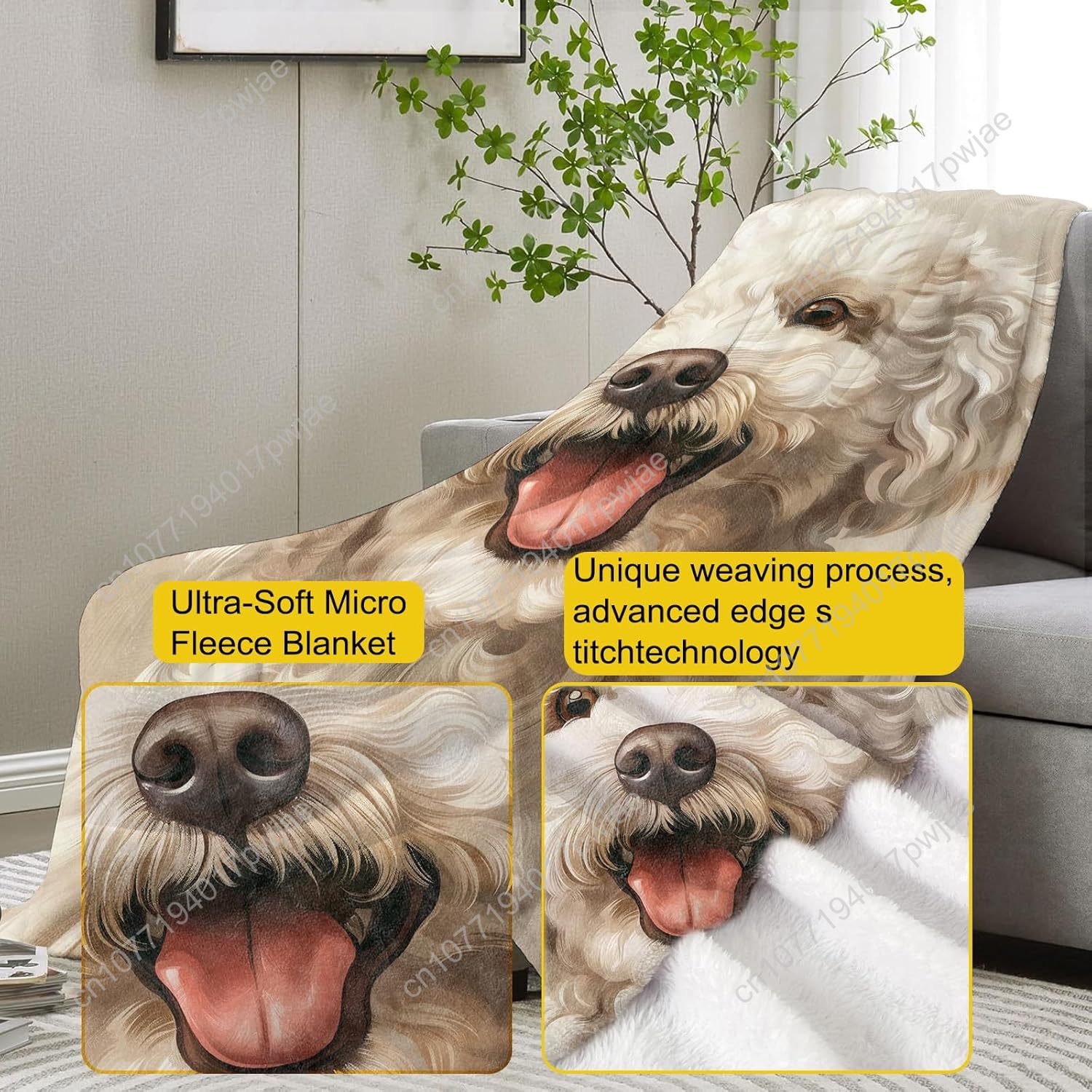 Joyful Poodle Portrait Blanket - Home Of Textiles 리뷰 및 가격