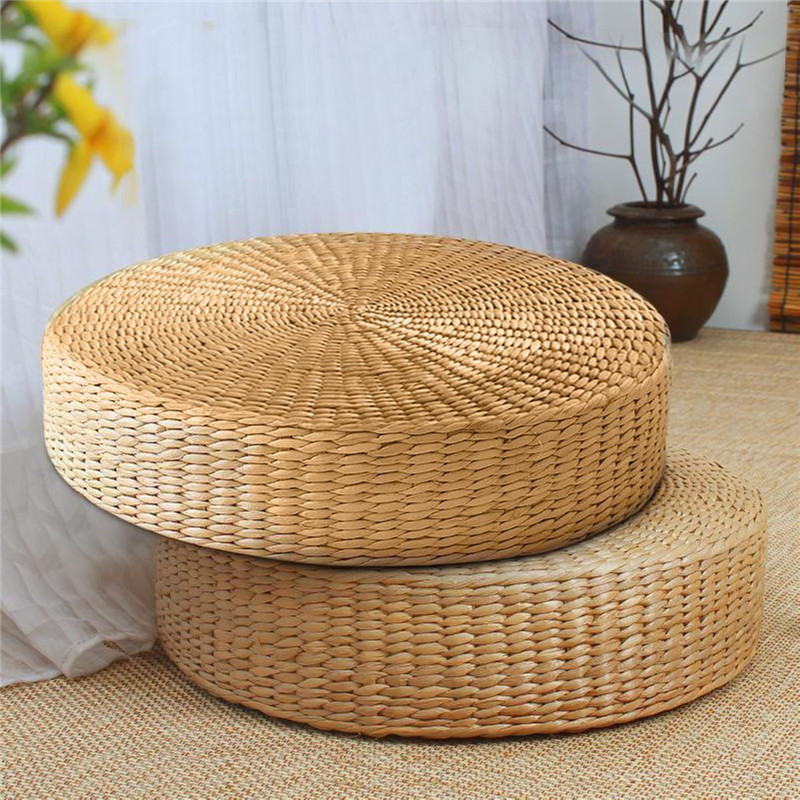 40x6cm Natural Straw Round Fut - Floor Cushion Pouf 리뷰 및 가격