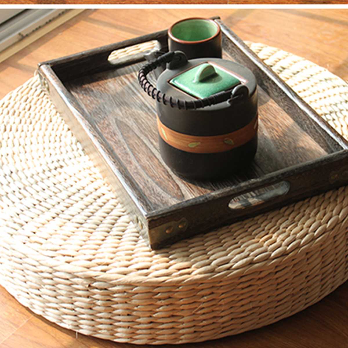 40x6cm Natural Straw Round Fut - Floor Cushion Pouf 리뷰 및 가격