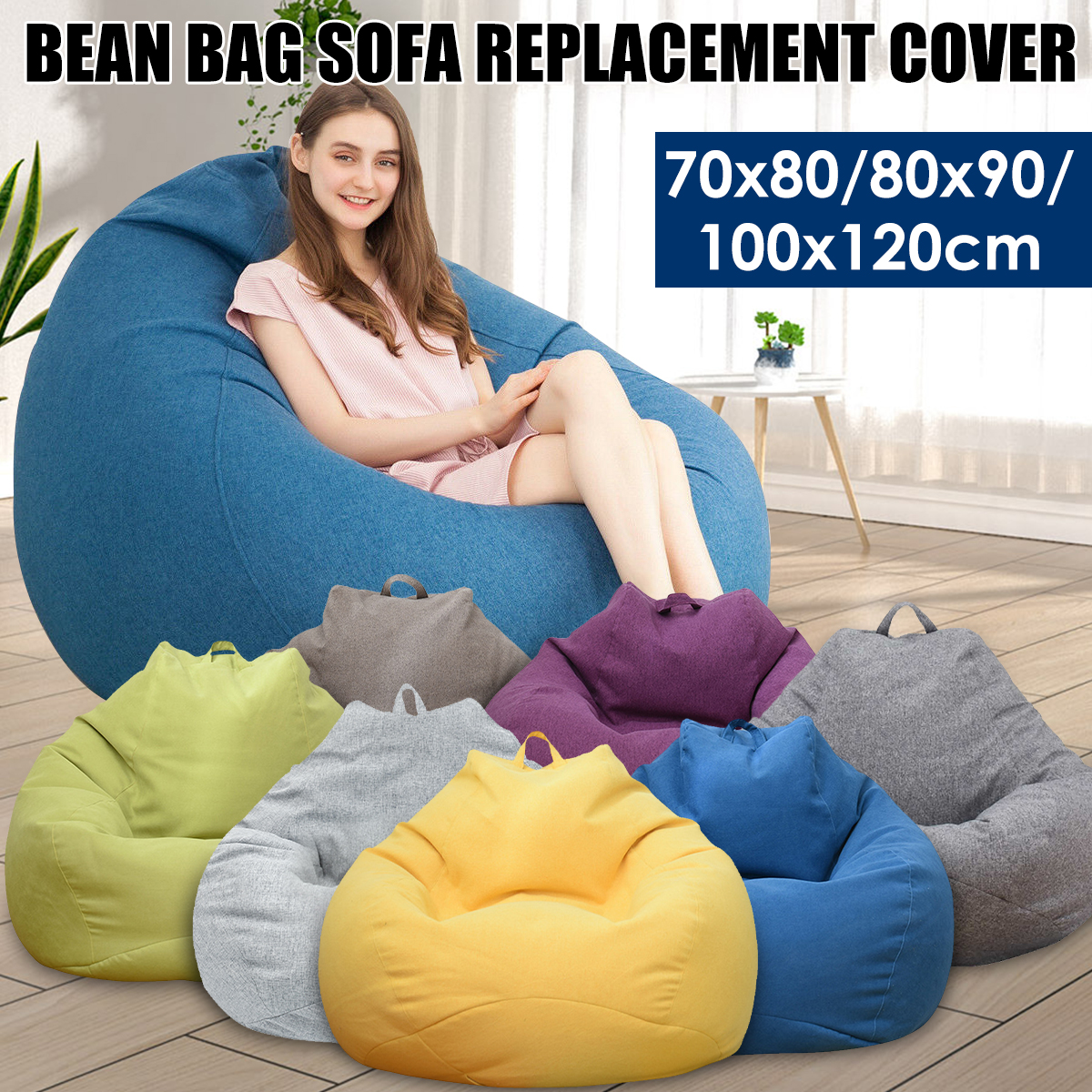 Lazy Sofa Cover Solid Chair Co - Floor Cushion Pouf 리뷰 및 가격
